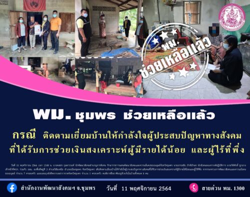 ลงพื้นที่ติดตามเยี่ยมบ้านให้กำลังใจผู้ประสบปัญหาทางสังคม