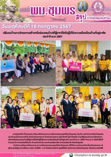 พิธีมอบบ้านตามโครงการสร้างหรือซ่อมแซมบ้านให้ผู้ยากไร้หรือผู้ได้รับความเดือดร้อนด้านที่อยู่อาศัย