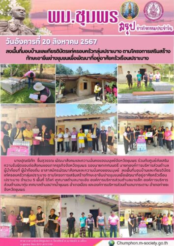ลงพื้นที่มอบบ้านและเกียรติบัตรแก่ครอบครัวกลุ่มเปราะบาง ตามโครงการเสริมสร้าง