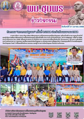 กิจกรรม “สภากาแฟชุมพร” ครั้งที่ 4/2568 ประจำเดือนเมษายน 2568