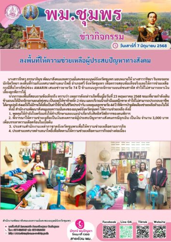ลงพื้นที่ให้ความช่วยเหลือผู้ประสบปัญหาทางสังคม