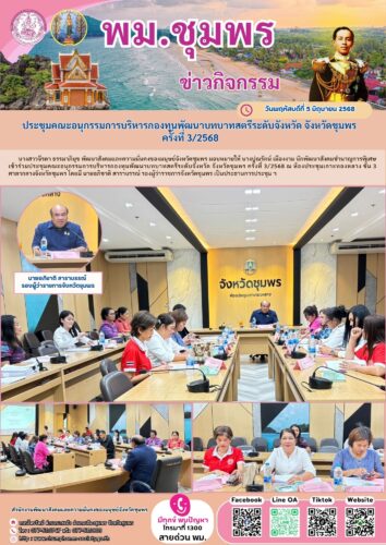 ประชุมคณะอนุกรรมการบริหารกองทุนพัฒนาบทบาทสตรีระดับจังหวัด จังหวัดชุมพร